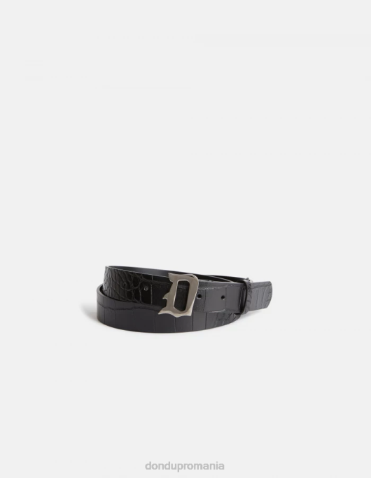 bărbați centura din piele cu imprimeu crocodil V84D1015 accesorii negru DONDUP