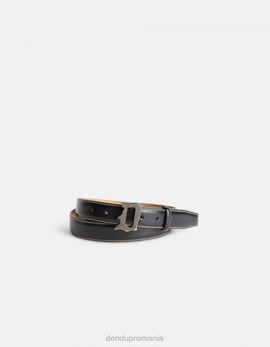 bărbați curea din piele cusuta V84D1014 accesorii negru DONDUP
