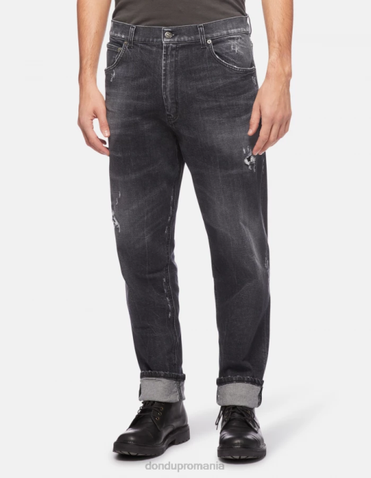 bărbați blugi paco loose-fit din denim elastic V84D596 îmbrăcăminte negru DONDUP