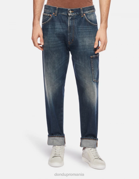 bărbați blugi paco loose-fit din denim rigid V84D559 îmbrăcăminte albastru DONDUP