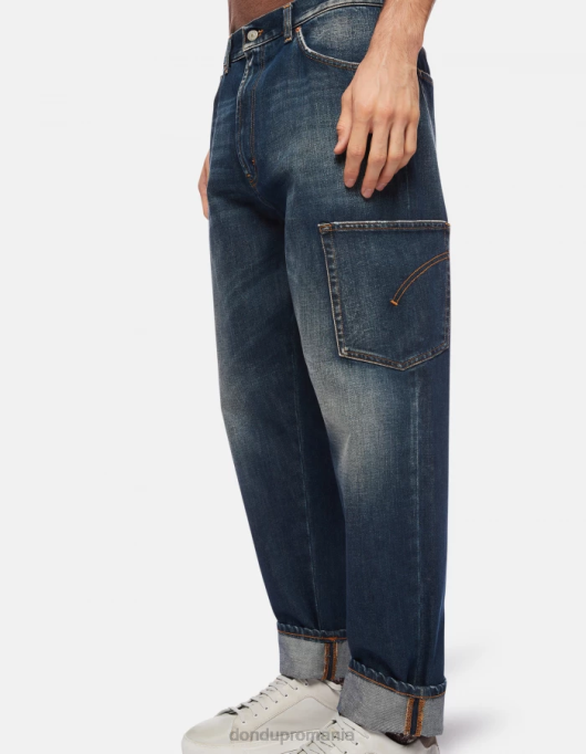 bărbați blugi paco loose-fit din denim rigid V84D559 îmbrăcăminte albastru DONDUP