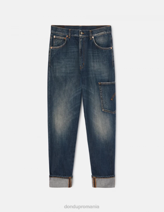 bărbați blugi paco loose-fit din denim rigid V84D559 îmbrăcăminte albastru DONDUP