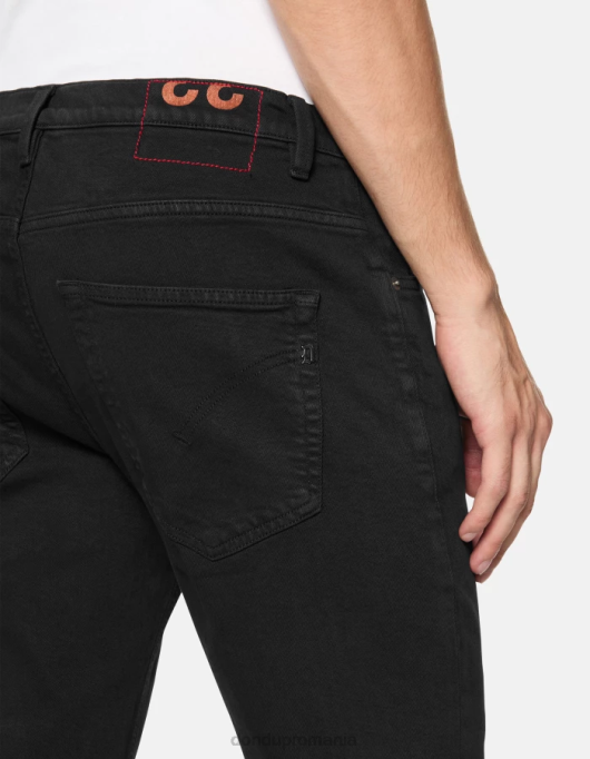 bărbați blugi brighton carot-fit din denim bull stretch V84D588 îmbrăcăminte negru DONDUP