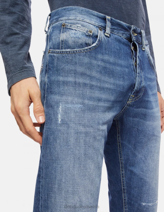 bărbați blugi dian carot-fit din denim rigid V84D653 îmbrăcăminte albastru DONDUP