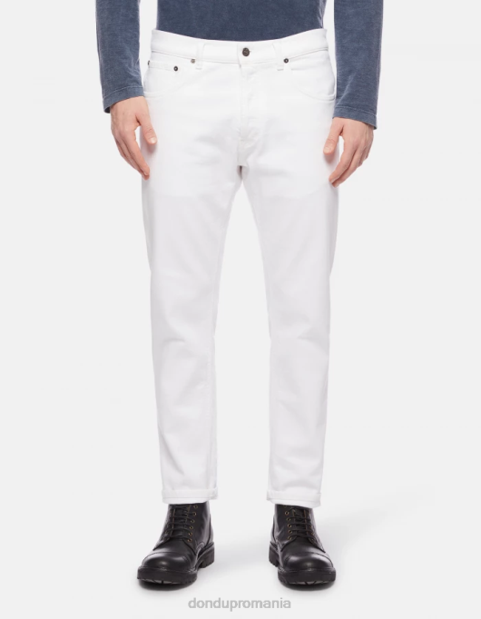 bărbați blugi dian carot-fit din denim stretch bull V84D648 îmbrăcăminte alb DONDUP