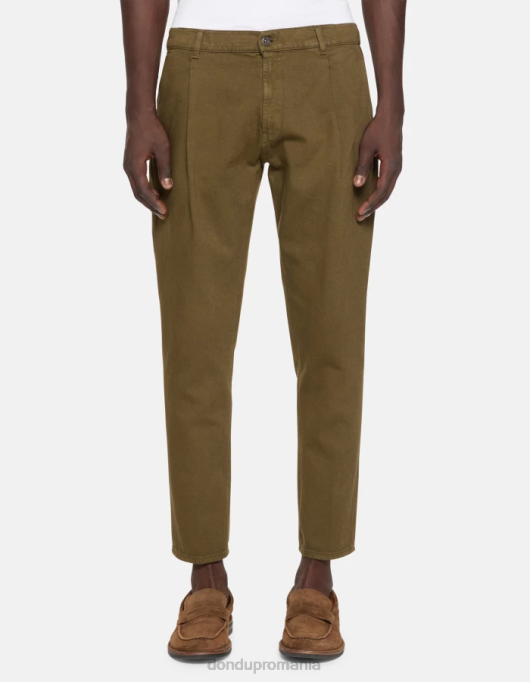 bărbați blugi paul carot-fit din denim bull stretch V84D626 îmbrăcăminte verde armată DONDUP