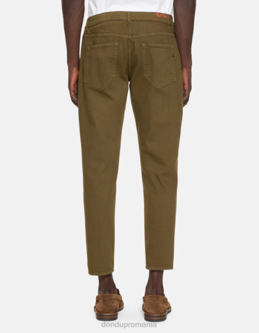 bărbați blugi paul carot-fit din denim bull stretch V84D626 îmbrăcăminte verde armată DONDUP