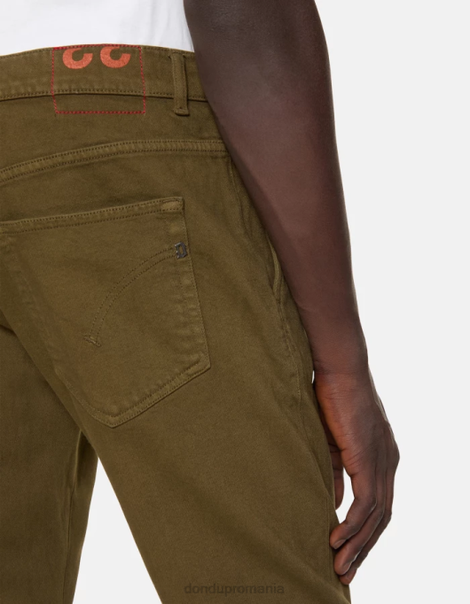bărbați blugi paul carot-fit din denim bull stretch V84D626 îmbrăcăminte verde armată DONDUP