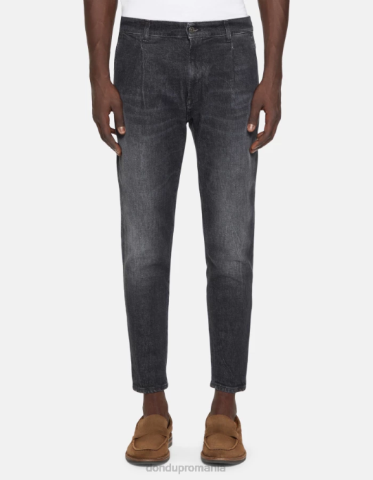 bărbați blugi paul carot-fit din denim elastic V84D610 îmbrăcăminte negru DONDUP
