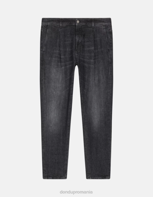 bărbați blugi paul carot-fit din denim elastic V84D610 îmbrăcăminte negru DONDUP