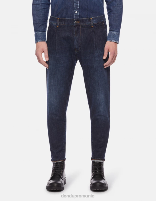 bărbați blugi paul carot-fit din denim elastic V84D655 îmbrăcăminte albastru DONDUP
