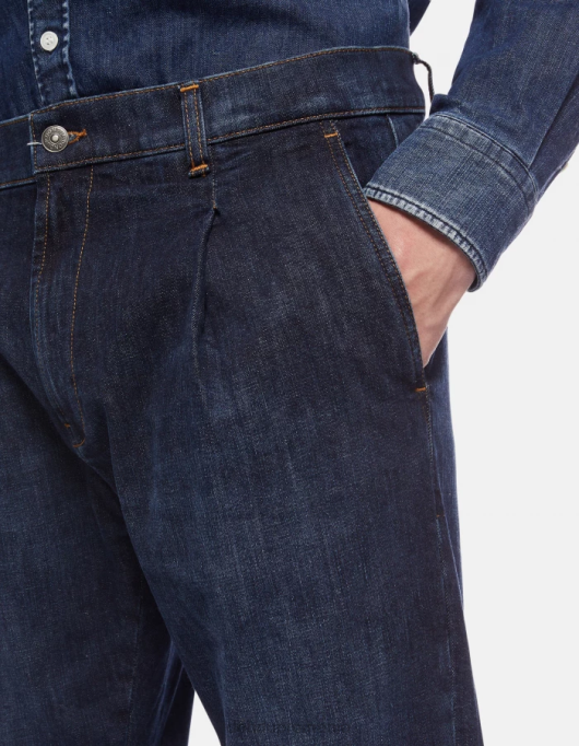bărbați blugi paul carot-fit din denim elastic V84D655 îmbrăcăminte albastru DONDUP