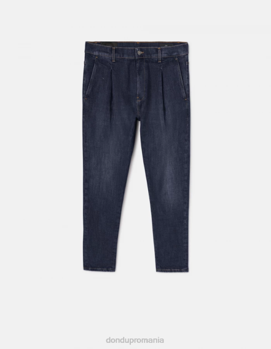 bărbați blugi paul carot-fit din denim elastic V84D655 îmbrăcăminte albastru DONDUP