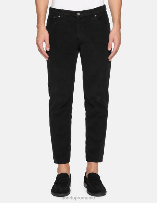 bărbați pantaloni de catifea brighton-fit V84D570 îmbrăcăminte negru DONDUP