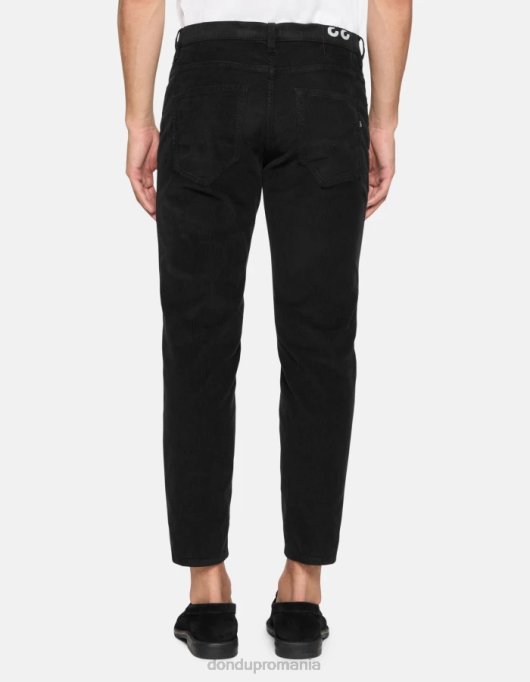 bărbați pantaloni de catifea brighton-fit V84D570 îmbrăcăminte negru DONDUP