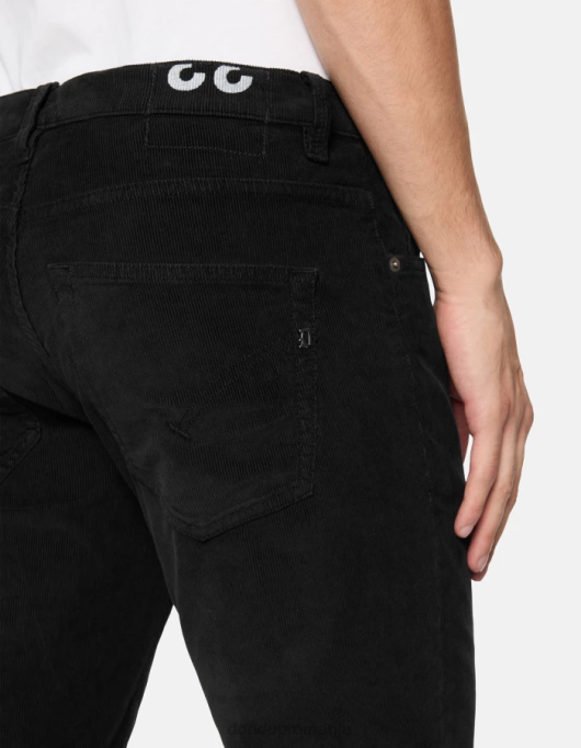 bărbați pantaloni de catifea brighton-fit V84D570 îmbrăcăminte negru DONDUP