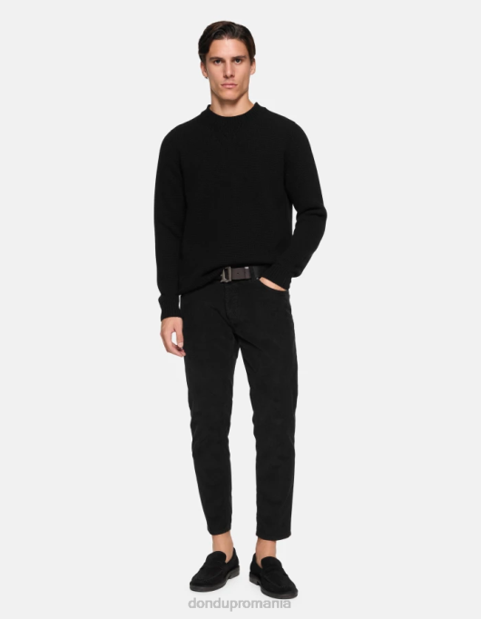 bărbați pantaloni de catifea brighton-fit V84D570 îmbrăcăminte negru DONDUP