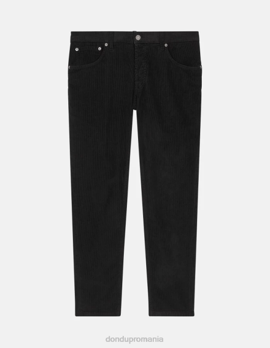 bărbați pantaloni de catifea brighton-fit V84D570 îmbrăcăminte negru DONDUP