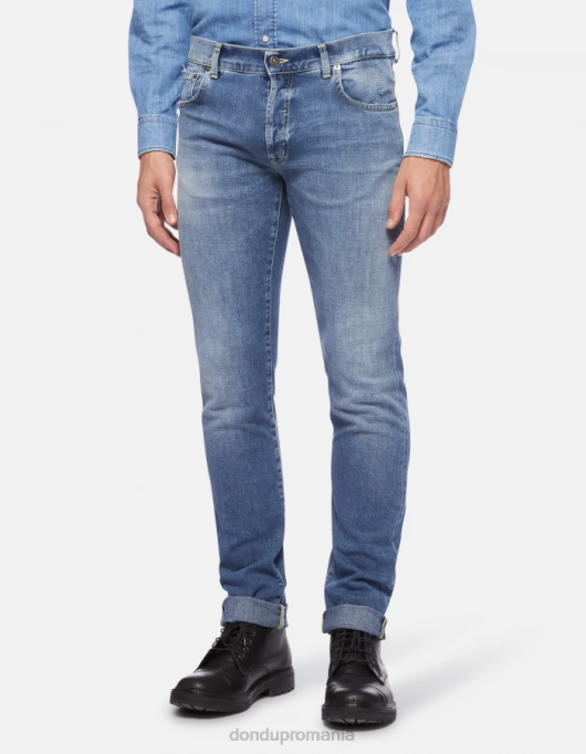 bărbați blugi hans cu ajustare normală din denim elastic V84D595 îmbrăcăminte albastru DONDUP