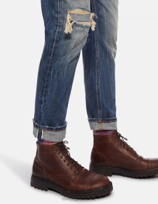 bărbați blugi icon cu ajustări regulate din denim rigid cu margine V84D617 îmbrăcăminte albastru DONDUP