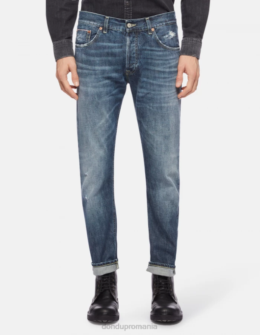 bărbați blugi icon cu ajustări regulate din denim rigid cu margine V84D621 îmbrăcăminte albastru DONDUP