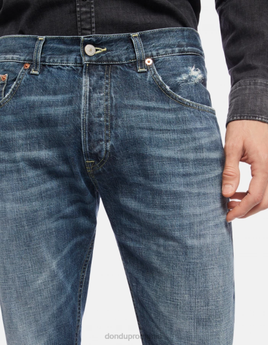 bărbați blugi icon cu ajustări regulate din denim rigid cu margine V84D621 îmbrăcăminte albastru DONDUP