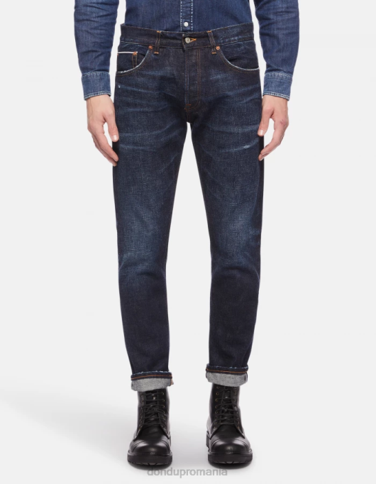 bărbați blugi icon cu ajustări regulate din denim rigid cu margine V84D633 îmbrăcăminte albastru DONDUP