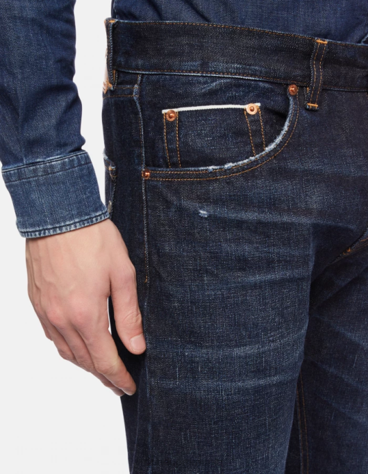 bărbați blugi icon cu ajustări regulate din denim rigid cu margine V84D633 îmbrăcăminte albastru DONDUP