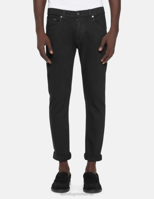 bărbați blugi icon cu ajustare normală din denim stretch bull V84D581 îmbrăcăminte negru DONDUP