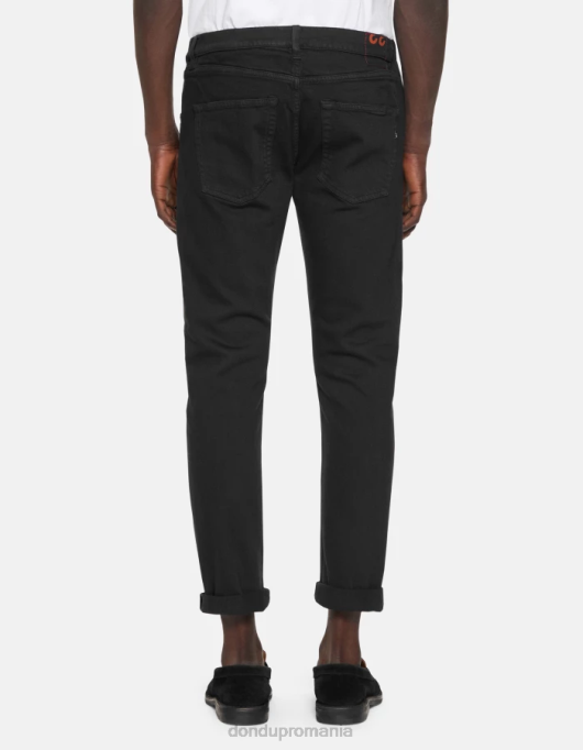 bărbați blugi icon cu ajustare normală din denim stretch bull V84D581 îmbrăcăminte negru DONDUP