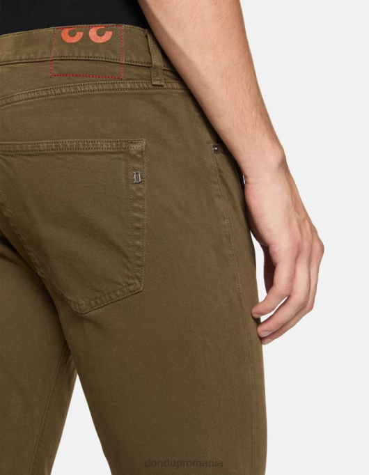 bărbați blugi icon cu ajustare normală din denim stretch bull V84D583 îmbrăcăminte verde armată DONDUP