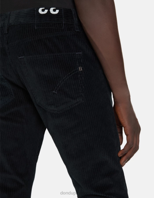 bărbați pantaloni de catifea de 34 de inci, cu ajustare normală, icon V84D557 îmbrăcăminte albastru marin DONDUP