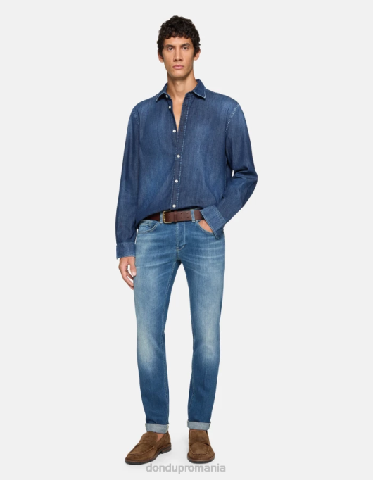 bărbați blugi skinny george din denim elastic V84D563 îmbrăcăminte albastru DONDUP