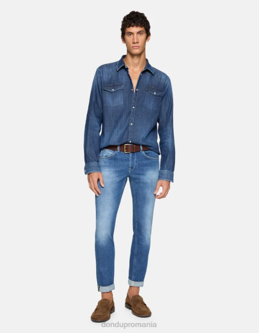 bărbați blugi skinny george din denim elastic V84D573 îmbrăcăminte albastru DONDUP