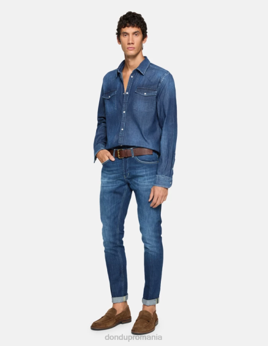 bărbați blugi skinny george din denim elastic V84D575 îmbrăcăminte albastru DONDUP