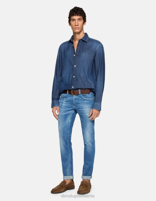bărbați blugi skinny george din denim elastic V84D586 îmbrăcăminte albastru DONDUP