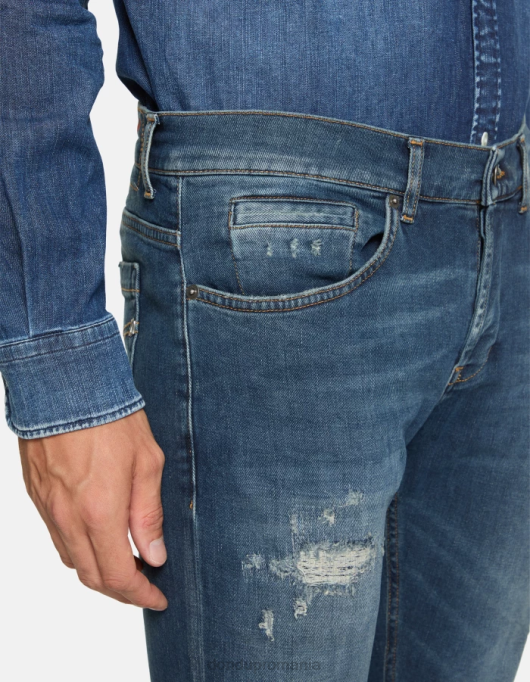 bărbați blugi skinny george din denim elastic V84D594 îmbrăcăminte albastru DONDUP