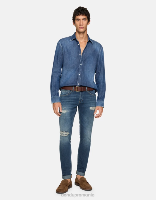 bărbați blugi skinny george din denim elastic V84D594 îmbrăcăminte albastru DONDUP