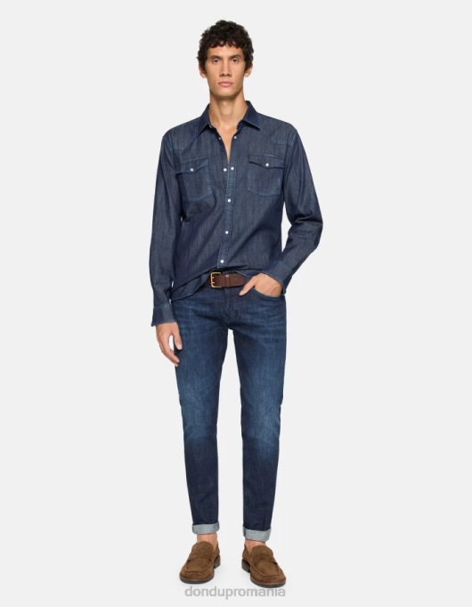 bărbați blugi skinny george din denim elastic V84D606 îmbrăcăminte albastru DONDUP