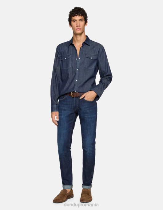 bărbați blugi skinny george din denim elastic V84D615 îmbrăcăminte albastru DONDUP