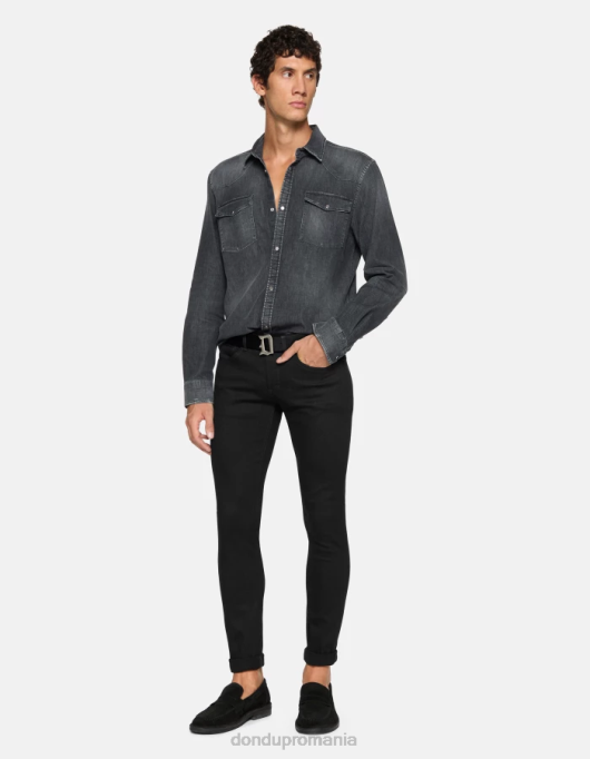 bărbați blugi skinny george din denim elastic V84D635 îmbrăcăminte negru DONDUP
