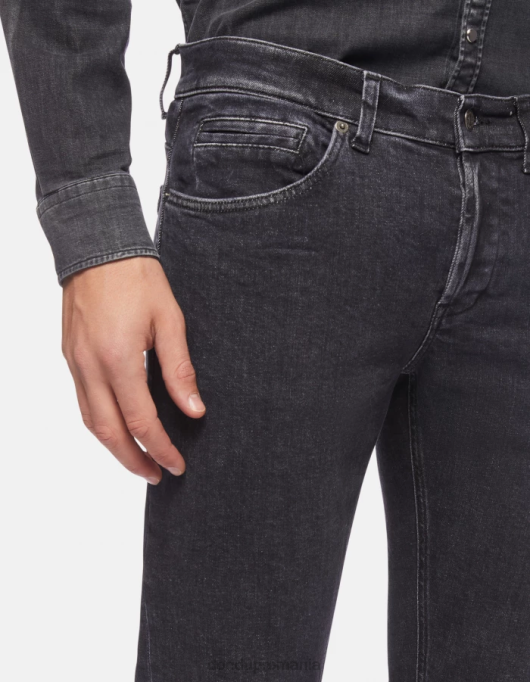 bărbați blugi skinny george din denim elastic V84D672 îmbrăcăminte negru DONDUP