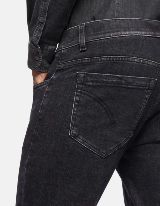 bărbați blugi skinny george din denim elastic V84D672 îmbrăcăminte negru DONDUP