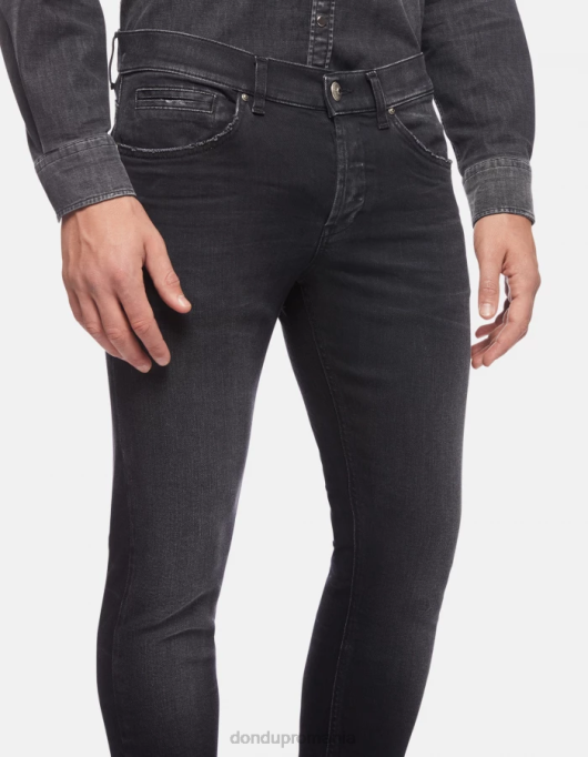 bărbați blugi skinny george din denim elastic V84D673 îmbrăcăminte negru DONDUP