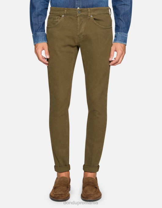 bărbați pantaloni skinny din bumbac george V84D650 îmbrăcăminte verde armată DONDUP