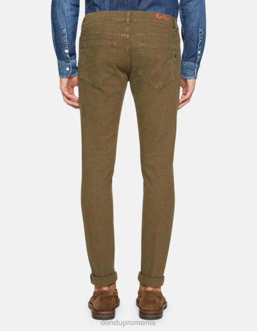 bărbați pantaloni skinny din bumbac george V84D650 îmbrăcăminte verde armată DONDUP