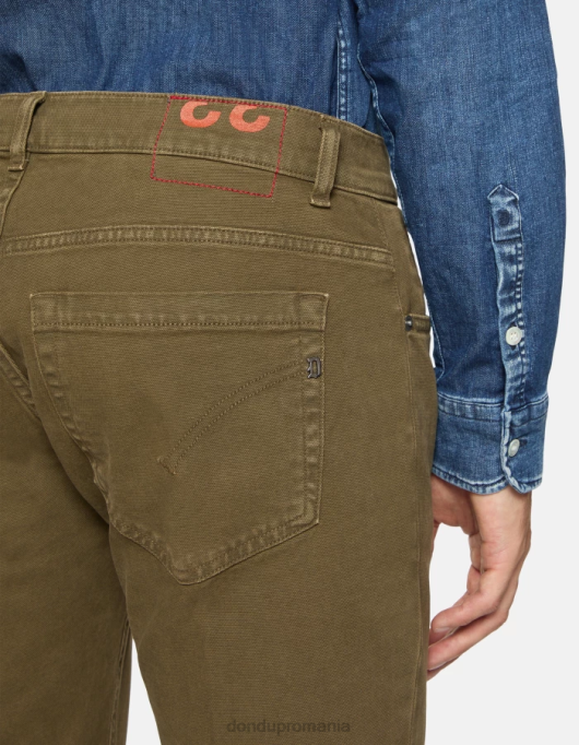 bărbați pantaloni skinny din bumbac george V84D650 îmbrăcăminte verde armată DONDUP