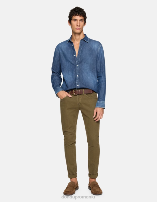 bărbați pantaloni skinny din bumbac george V84D650 îmbrăcăminte verde armată DONDUP