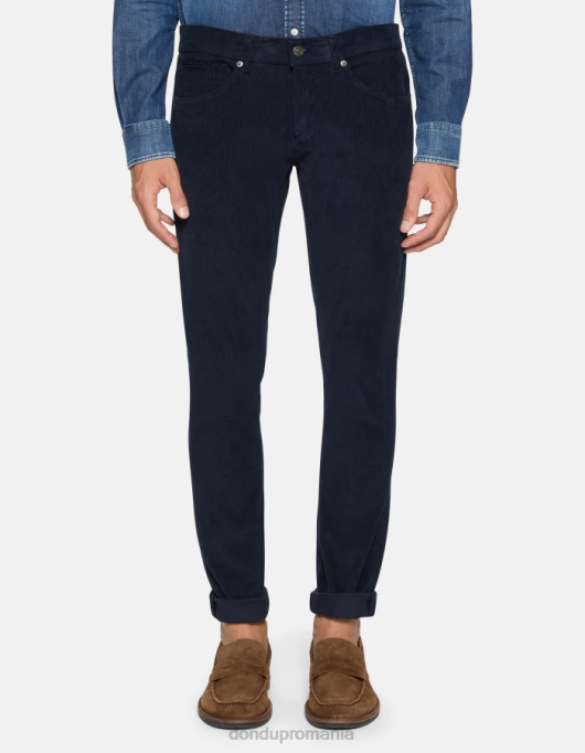 bărbați pantaloni skinny din catifea george V84D643 îmbrăcăminte albastru marin DONDUP