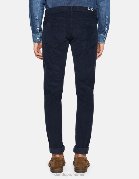 bărbați pantaloni skinny din catifea george V84D643 îmbrăcăminte albastru marin DONDUP